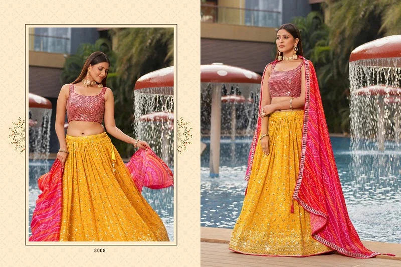 Buy Zeel Golden Palm Designer Georgette Lehenga Collection Wholesale 2026