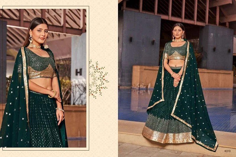 Buy Zeel Golden Palm Designer Georgette Lehenga Collection Wholesale 2026