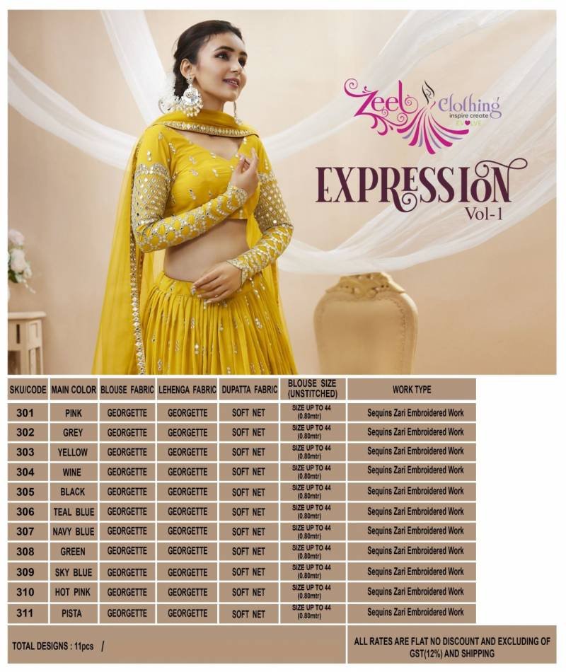 Buy Zeel Expression Vol 1 Wedding Wear Georgette Lehenga Collection Wholesale 2026