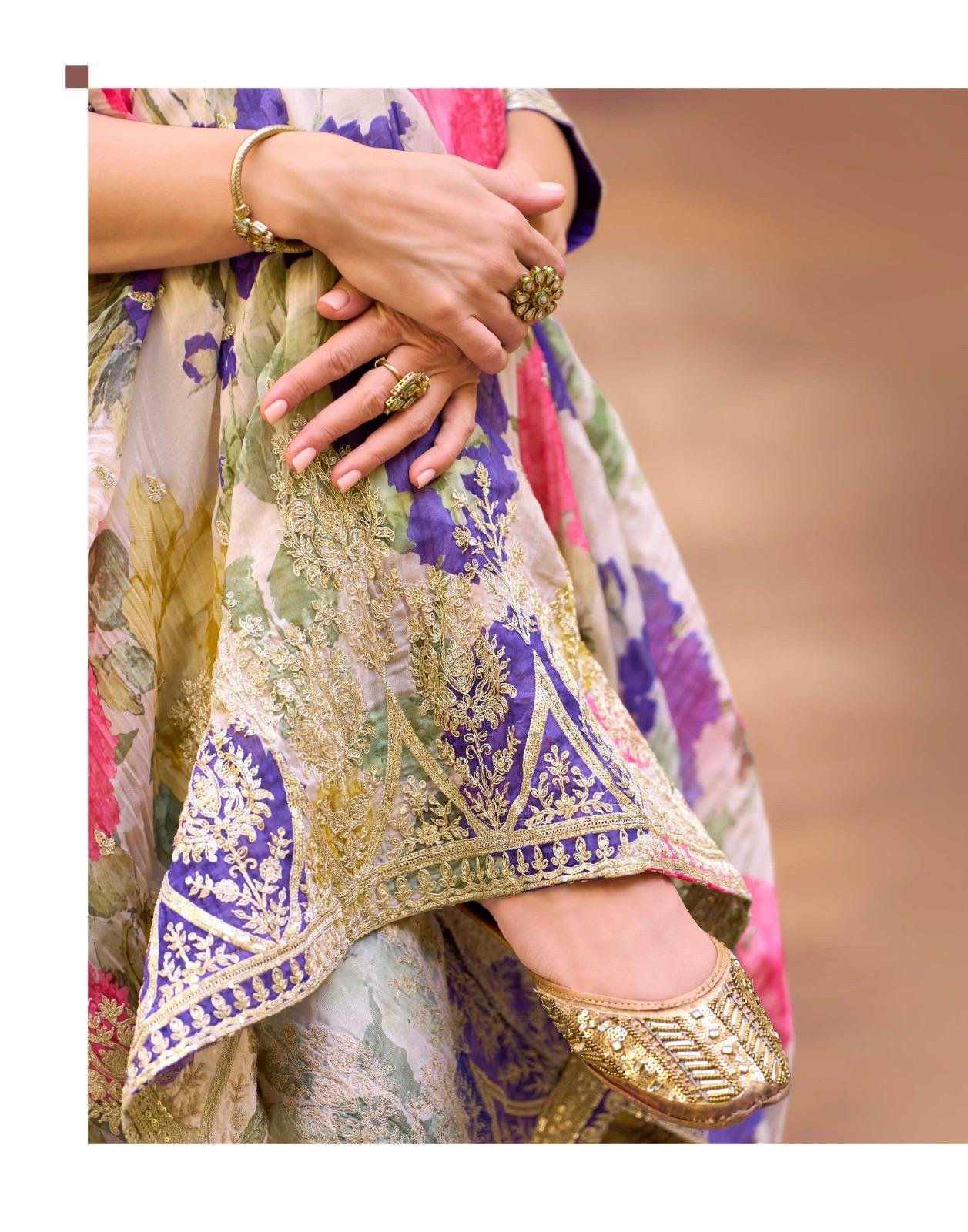 Latest Sayuri Safar Chinon Silk Embroidered Sharara Suit Collection Wholesale 2026