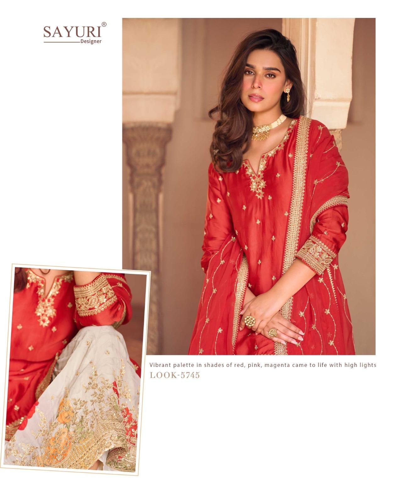 Latest Sayuri Safar Chinon Silk Embroidered Sharara Suit Collection Wholesale 2026
