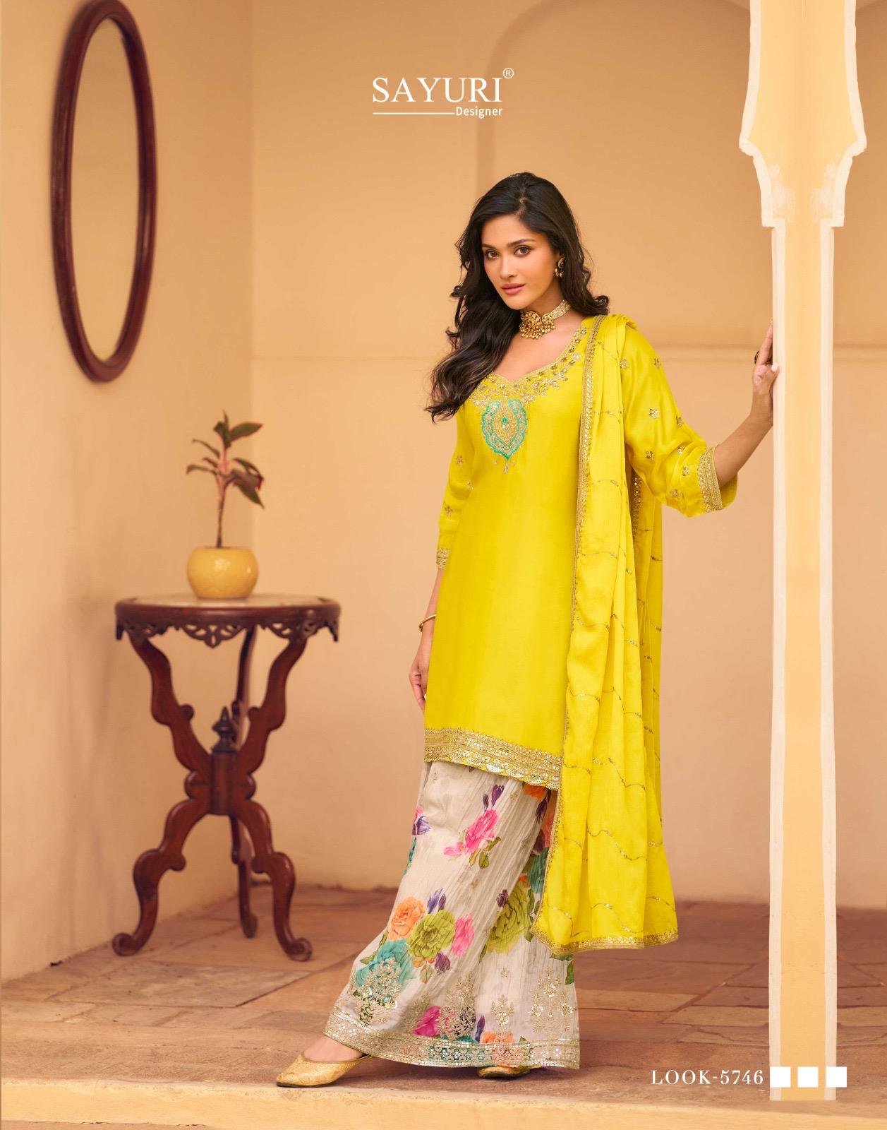 Latest Sayuri Safar Chinon Silk Embroidered Sharara Suit Collection Wholesale 2026
