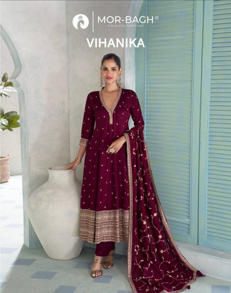 Aashirwad Mor Bagh Vihanika Silk And Work Designer Salwar Suits Wholesale