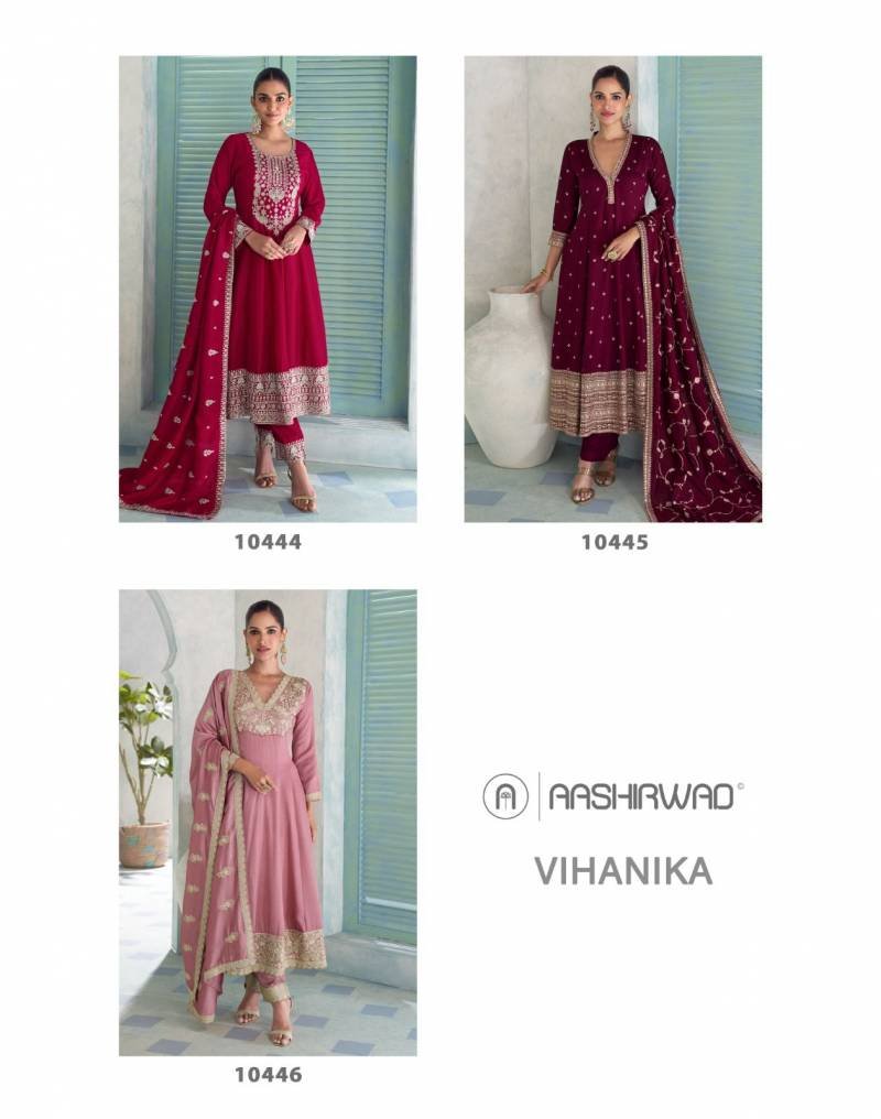 Stylish Aashirwad Mor Bagh Vihanika Silk And Work Designer Salwar Suits Wholesale 2026