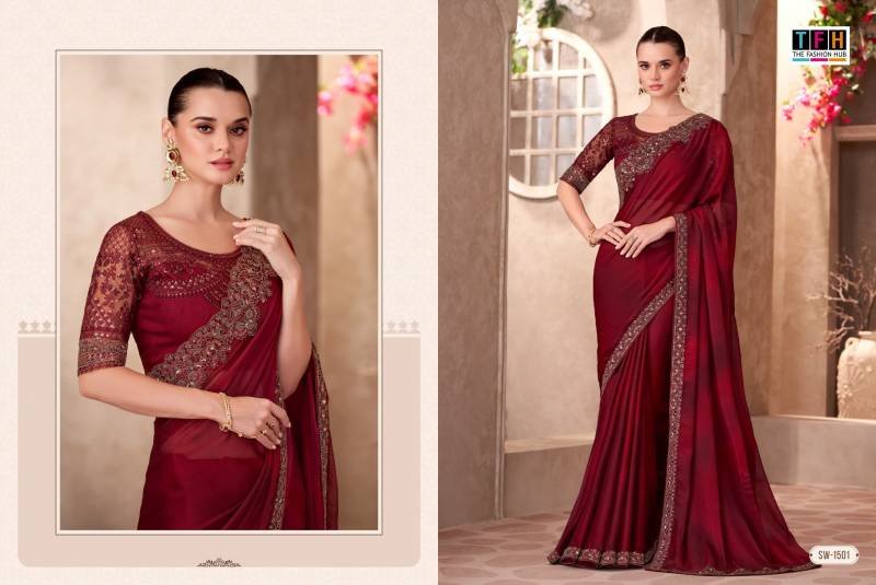 Stylish Tfh Sandal Wood 15 Designer Party Wear Fancy Saree Collection Wholesale 2026