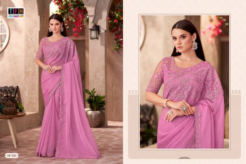 Stylish Tfh Sandal Wood 15 Designer Party Wear Fancy Saree Collection Wholesale 2026