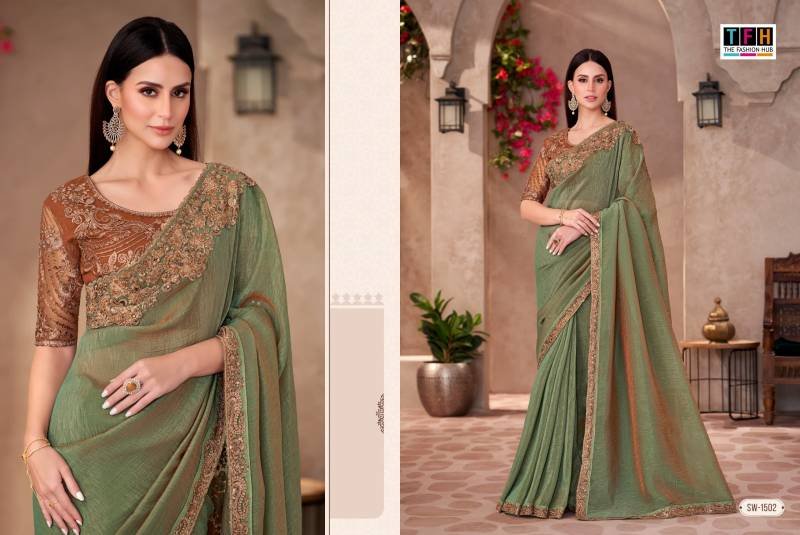 Stylish Tfh Sandal Wood 15 Designer Party Wear Fancy Saree Collection Wholesale 2026