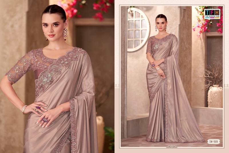 Stylish Tfh Sandal Wood 15 Designer Party Wear Fancy Saree Collection Wholesale 2026
