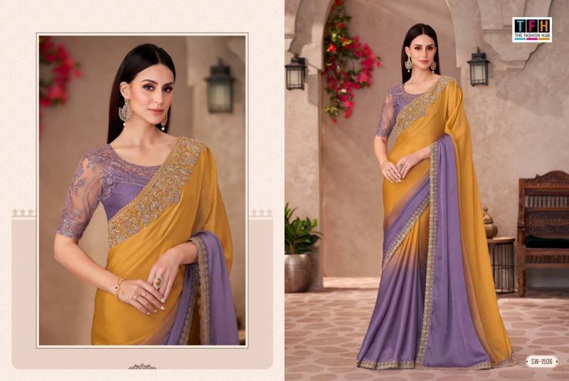 Stylish Tfh Sandal Wood 15 Designer Party Wear Fancy Saree Collection Wholesale 2026
