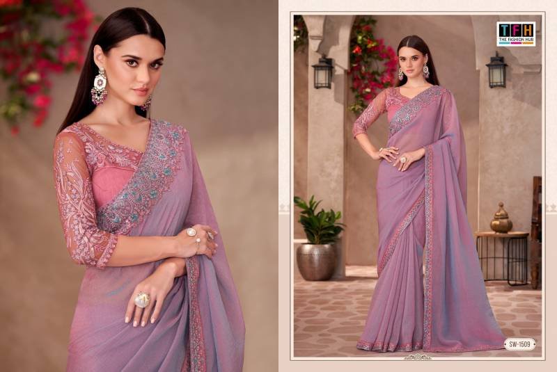 Stylish Tfh Sandal Wood 15 Designer Party Wear Fancy Saree Collection Wholesale 2026