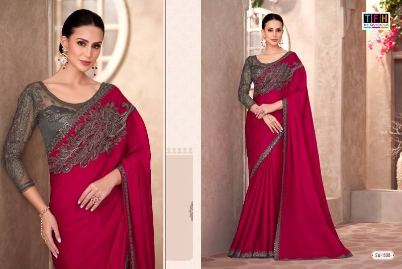 Stylish Tfh Sandal Wood 15 Designer Party Wear Fancy Saree Collection Wholesale 2026