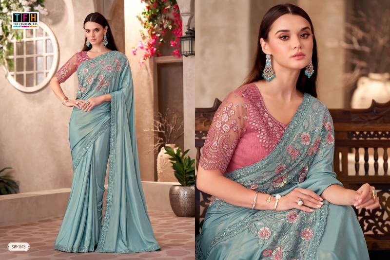 Stylish Tfh Sandal Wood 15 Designer Party Wear Fancy Saree Collection Wholesale 2026