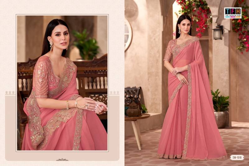 Stylish Tfh Sandal Wood 15 Designer Party Wear Fancy Saree Collection Wholesale 2026