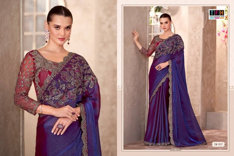 Stylish Tfh Sandal Wood 15 Designer Party Wear Fancy Saree Collection Wholesale 2026