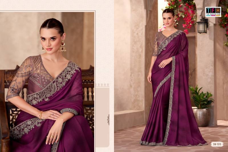 Stylish Tfh Sandal Wood 15 Designer Party Wear Fancy Saree Collection Wholesale 2026