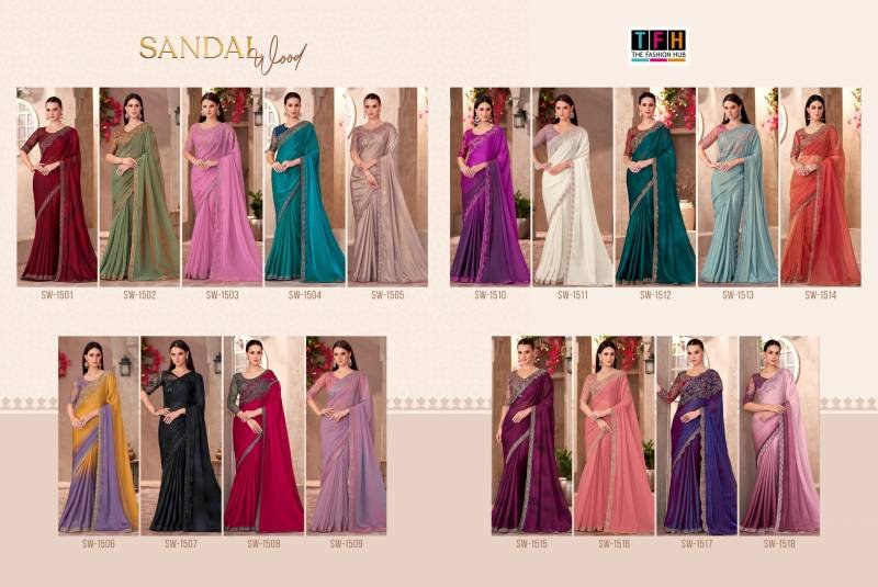 Stylish Tfh Sandal Wood 15 Designer Party Wear Fancy Saree Collection Wholesale 2026