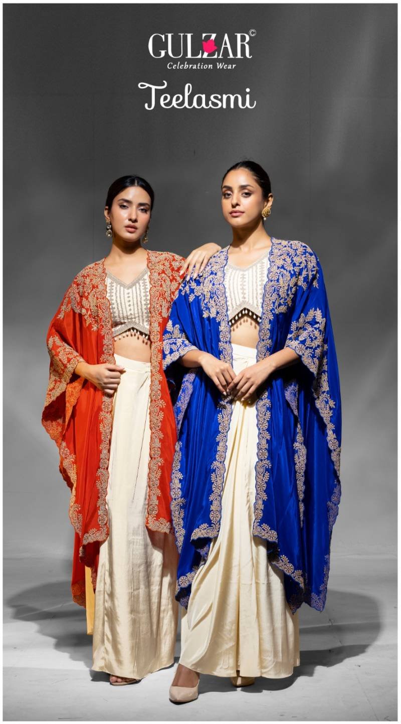 Gulzar Teelasmi Premium Crepe Embroidered Indo Westerns Wholesale
