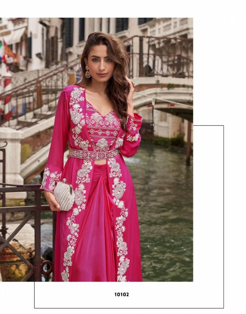 Buy Sayuri Melodi Chinon Jacquard Silk Designer Top Bottom And Shrug Wholesale 2026
