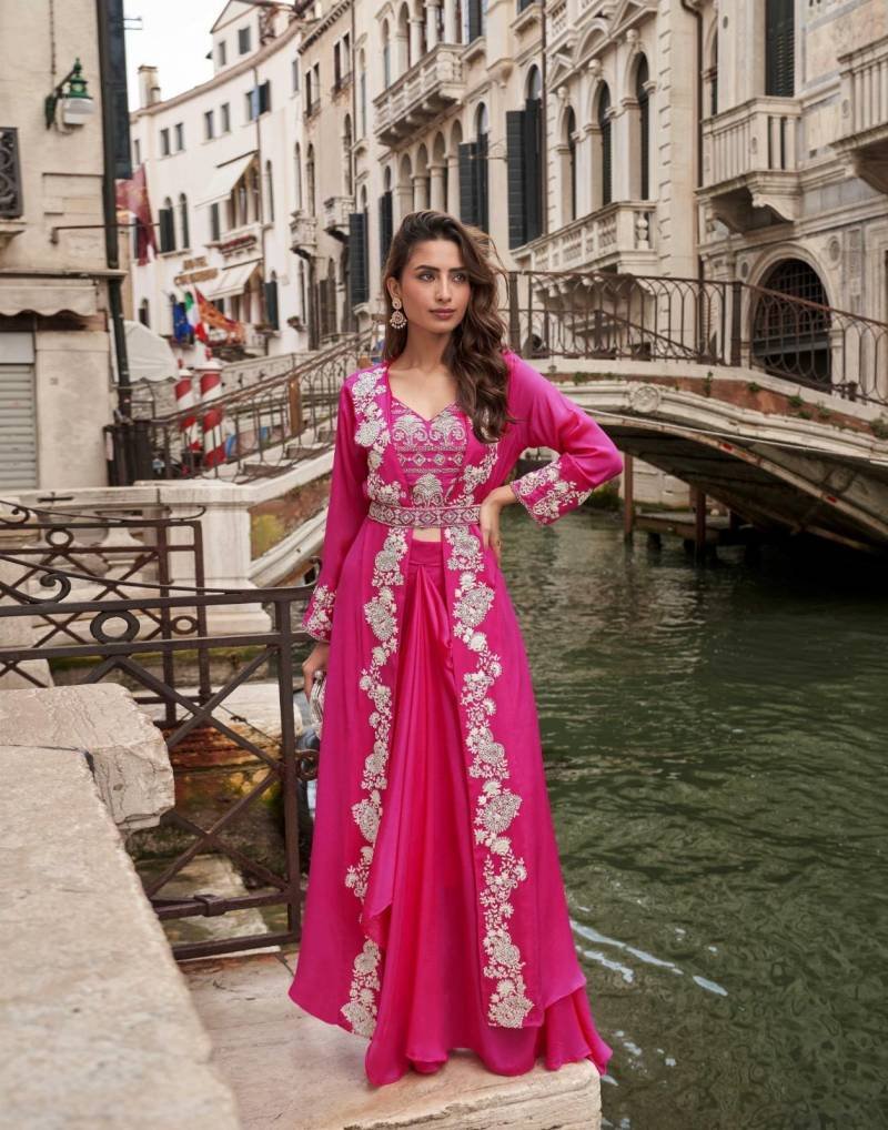 Buy Sayuri Melodi Chinon Jacquard Silk Designer Top Bottom And Shrug Wholesale 2026