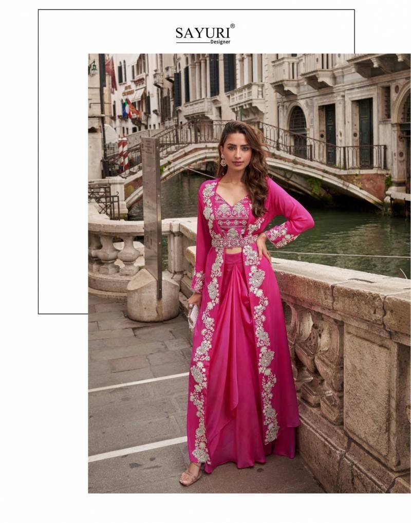 Buy Sayuri Melodi Chinon Jacquard Silk Designer Top Bottom And Shrug Wholesale 2026
