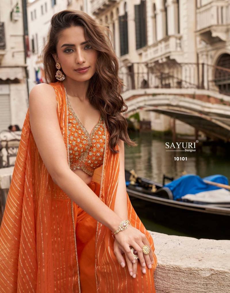 Buy Sayuri Melodi Chinon Jacquard Silk Designer Top Bottom And Shrug Wholesale 2026