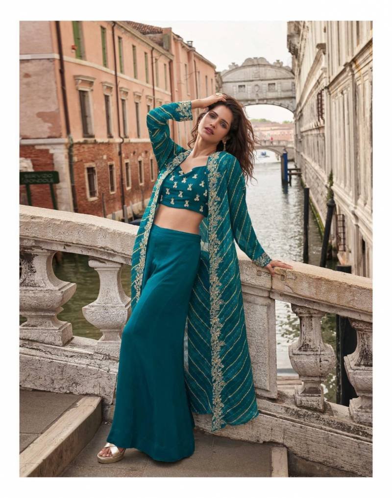 Buy Sayuri Melodi Chinon Jacquard Silk Designer Top Bottom And Shrug Wholesale 2026