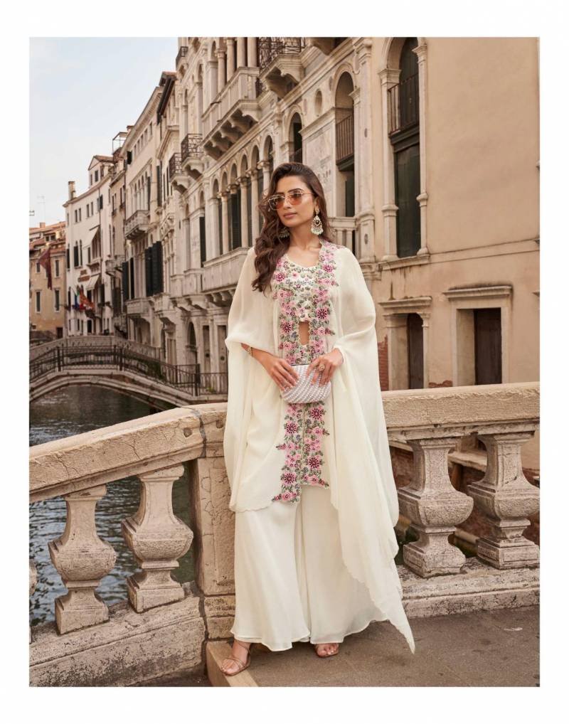 Buy Sayuri Melodi Chinon Jacquard Silk Designer Top Bottom And Shrug Wholesale 2026