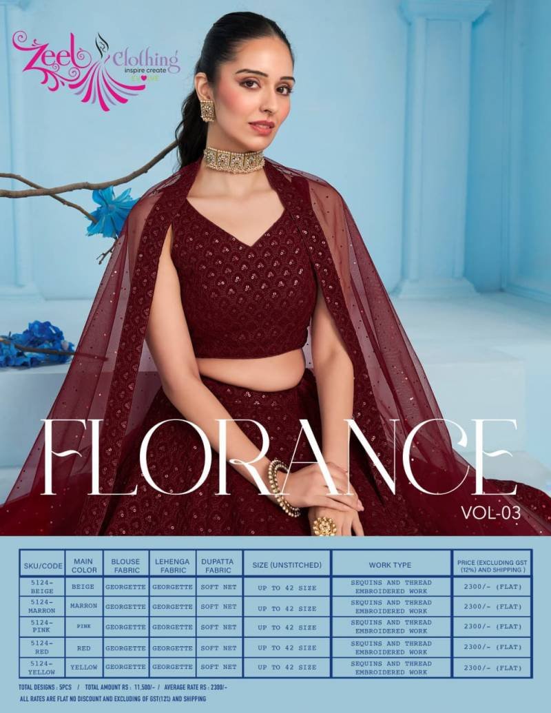 Latest Zeel Florance Vol 3 Georgette Designer Party Wear Lehenga Choli Collection Wholesale 2026