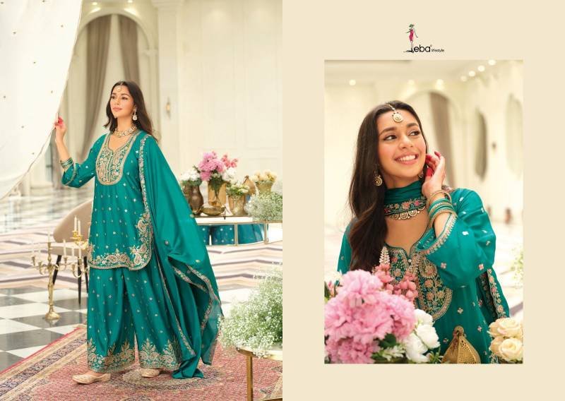 Stylish Eba Saaj Chinon Embroidery Work Designer Salwar Kameez Suits Wholesale 2026
