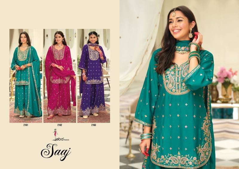 Stylish Eba Saaj Chinon Embroidery Work Designer Salwar Kameez Suits Wholesale 2026