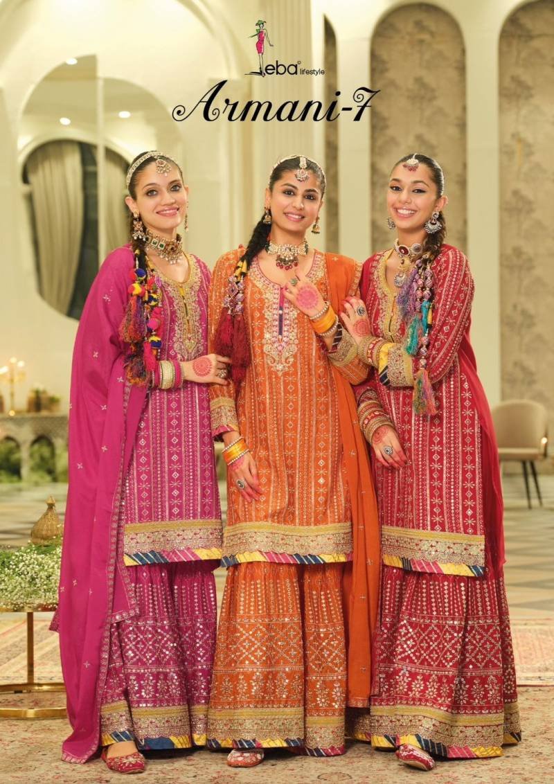 Eba Armani Vol 7 Heavy Chinon Embroiderd Salwar kameez Suit Wholesale