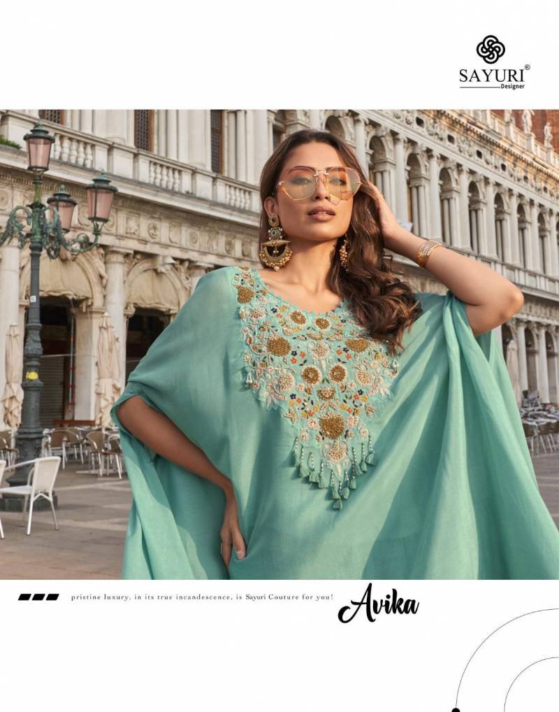 Beautiful Sayuri Avika French Crepe Silk Embroidered Designer Salwar Kameez Wholesale 2026