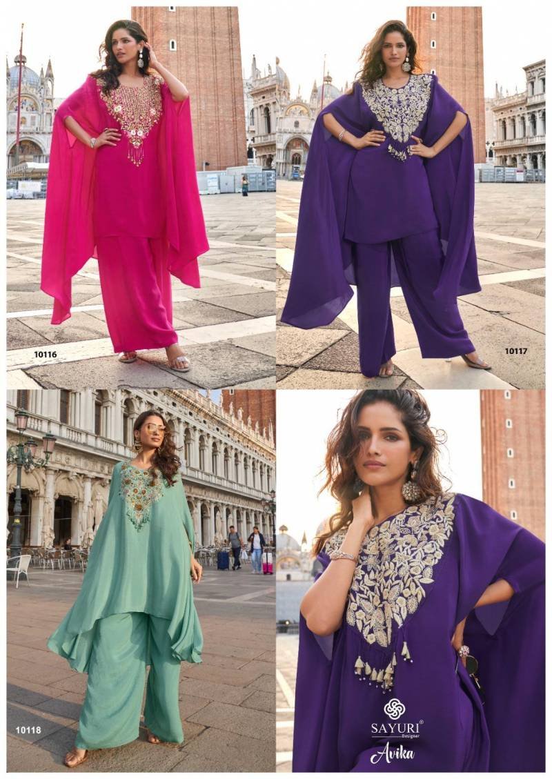 Beautiful Sayuri Avika French Crepe Silk Embroidered Designer Salwar Kameez Wholesale 2026