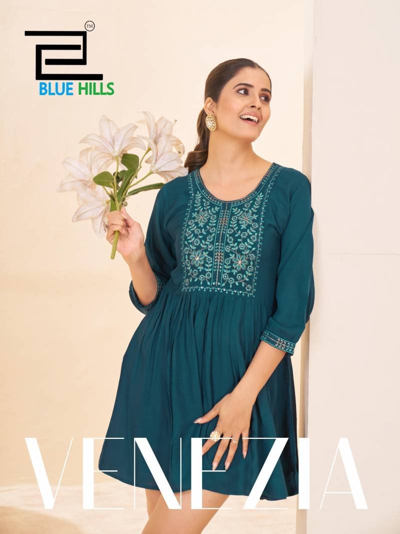 Blue Hills Venezia Rayon Rinkle Casual Wear Top Collection Wholesale