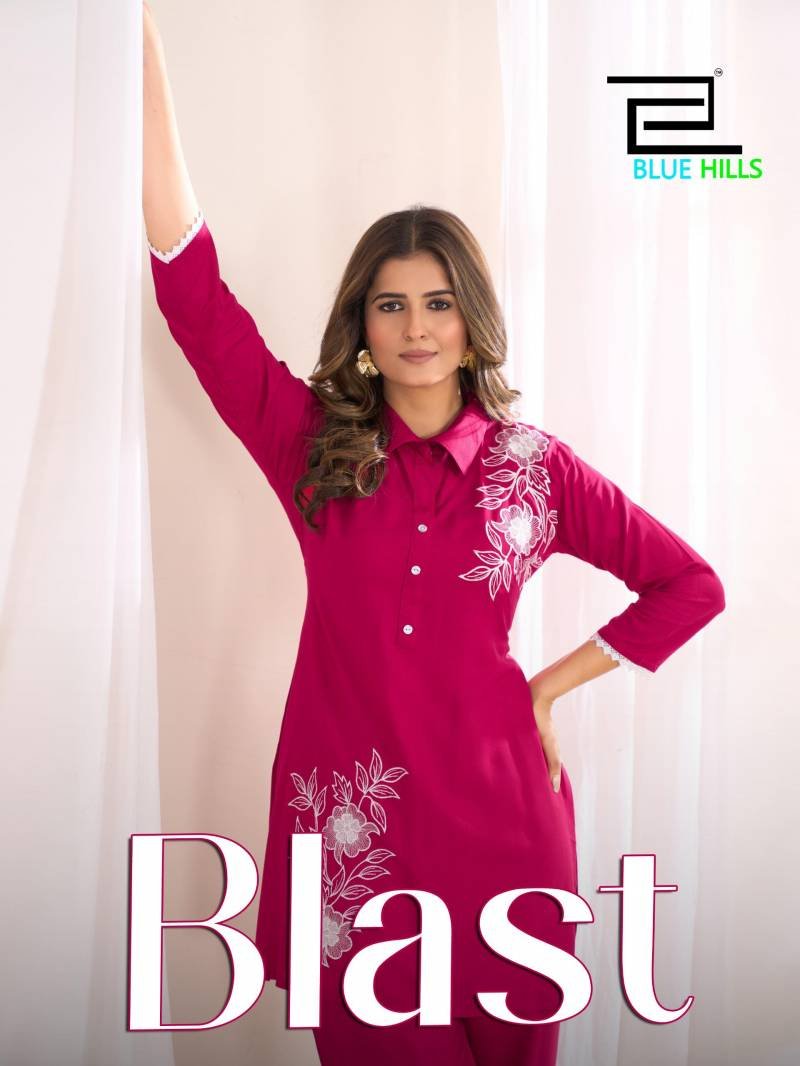 Blue Hills Blast Rayon Casual Wear Top And Bottom Collection Wholesale