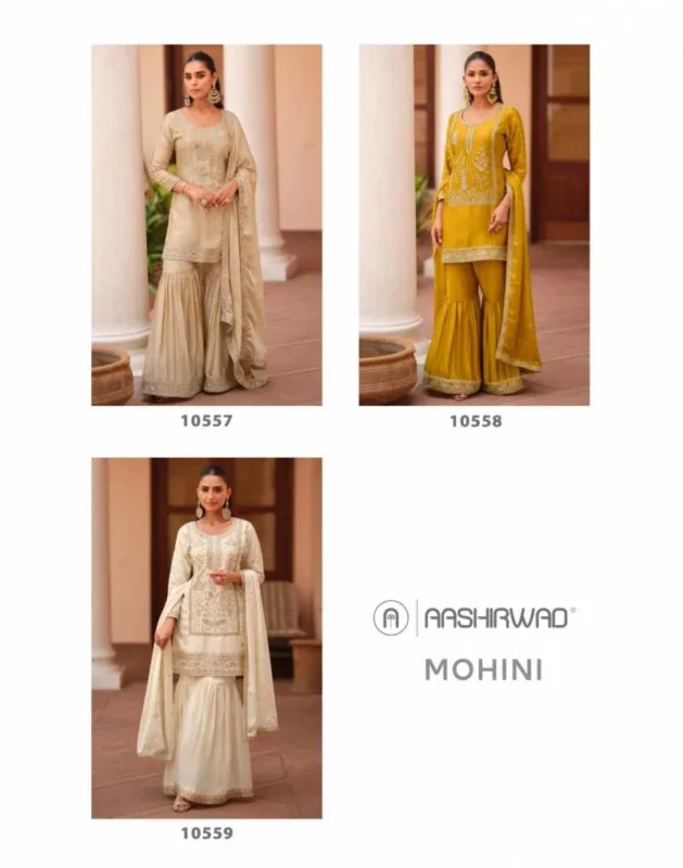 Stylish Aashirwad Mor Bagh Mohini Silk Satin Designer Salwar Kameez Suits Wholesale 2026