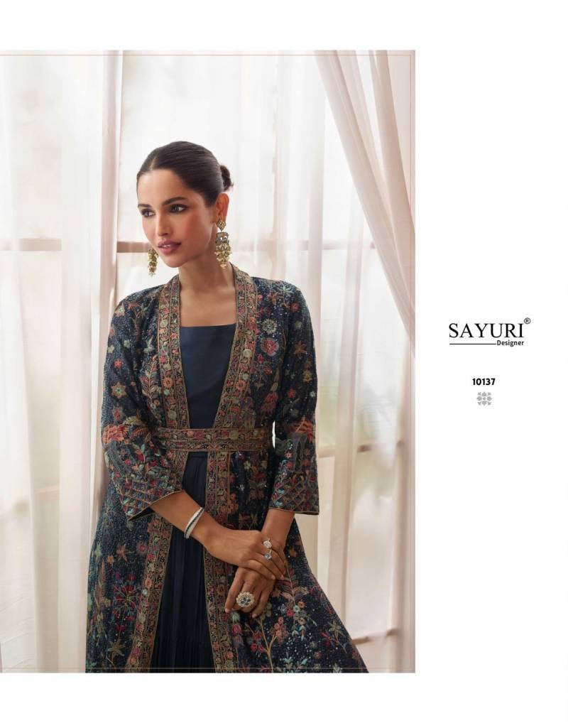 Buy Sayuri Kasmira Chinon Silk Embroidered Designer Gown Collection Wholesale 2026