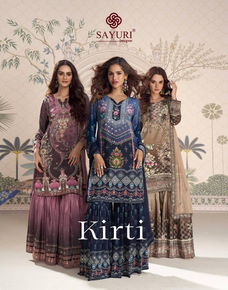 Sayuri Kirti Crep Silk Mirror Work Designer Salwar Kameez Collection Wholesale