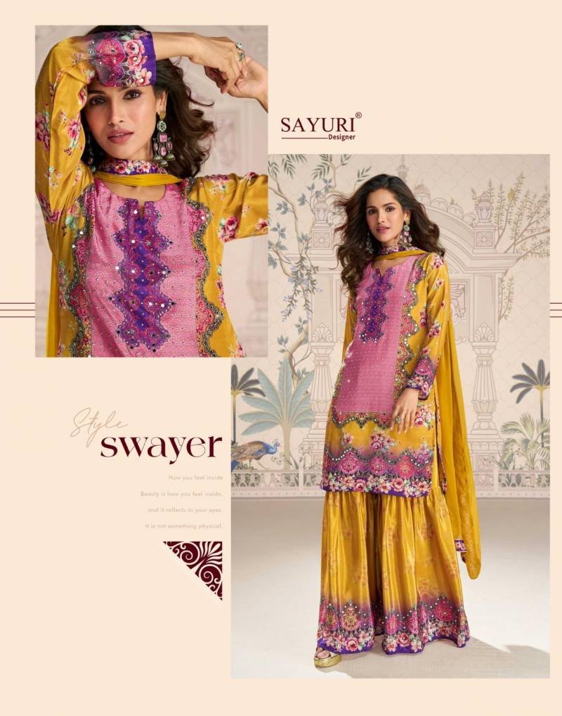 Stylish Sayuri Kirti Crep Silk Mirror Work Designer Salwar Kameez Collection Wholesale 2026