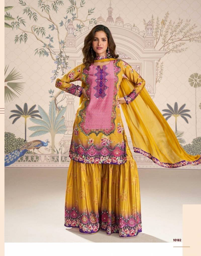Stylish Sayuri Kirti Crep Silk Mirror Work Designer Salwar Kameez Collection Wholesale 2026