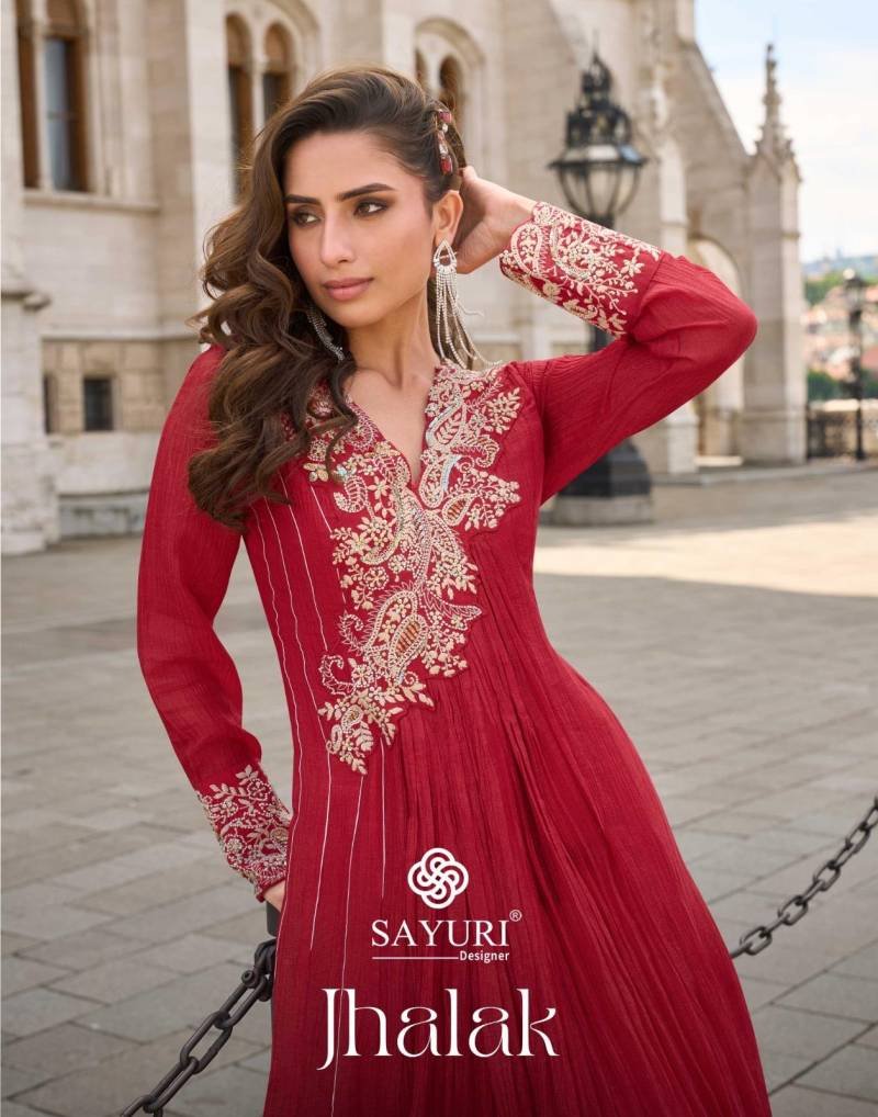Sayuri Jhalak Crush Silk Embroidered Designer Gown Collection Wholesale