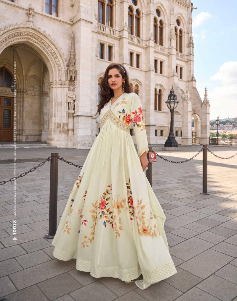 Buy Sayuri Jhalak Crush Silk Embroidered Designer Gown Collection Wholesale 2026