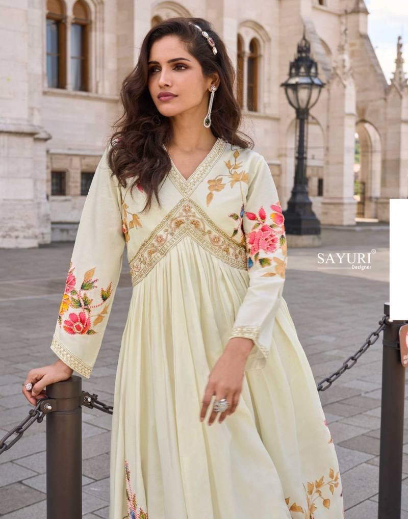 Buy Sayuri Jhalak Crush Silk Embroidered Designer Gown Collection Wholesale 2026