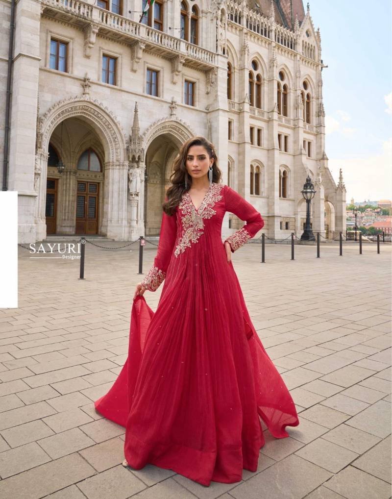 Buy Sayuri Jhalak Crush Silk Embroidered Designer Gown Collection Wholesale 2026
