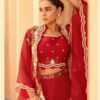 Launching Sayuri Rosy Chinon Embroidered Designer Wear Top Bottom And Shrug Wholesale 2026