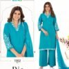 Beautiful Blue Hills Ria Rayon With Thread Work Kurti Pant And Dupatta Wholesale 2026