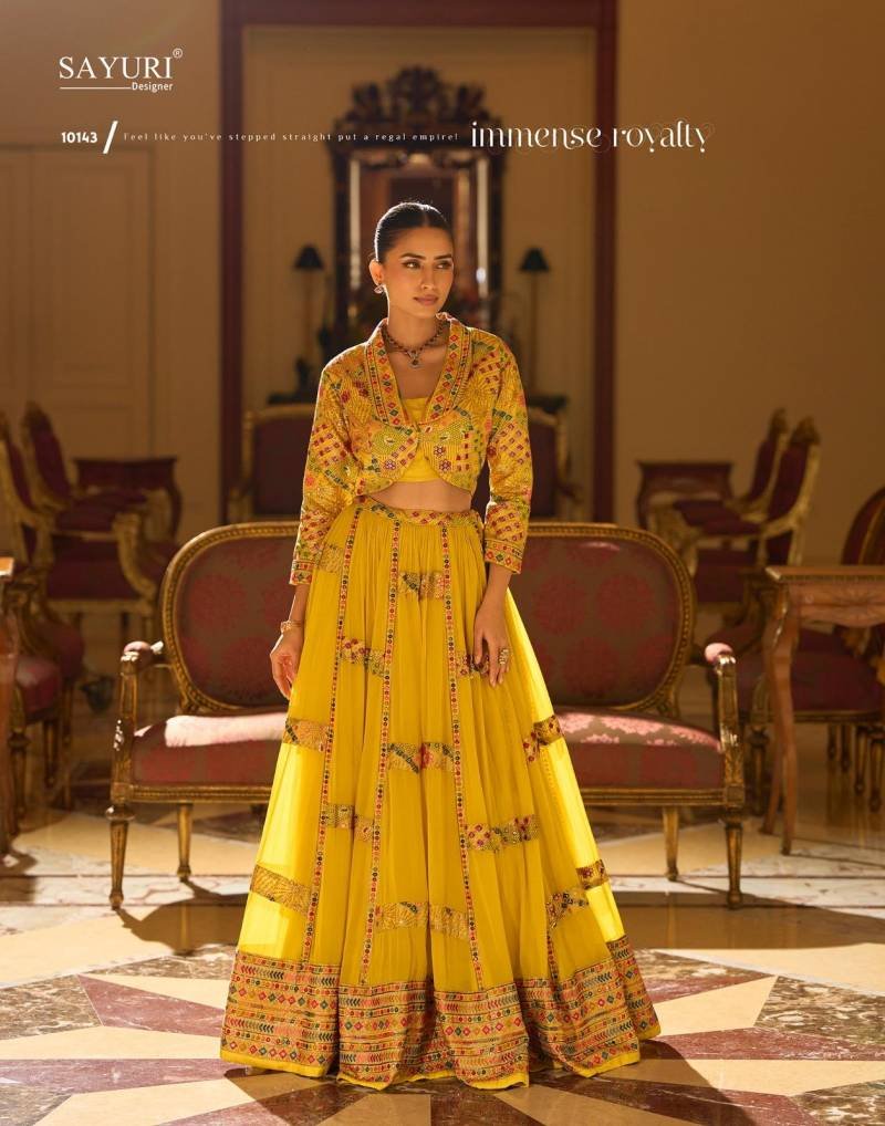 Beautiful Sayuri Kamini Georgette Embroidered Stylish Designer Lehenga Choli Wholesale 2026