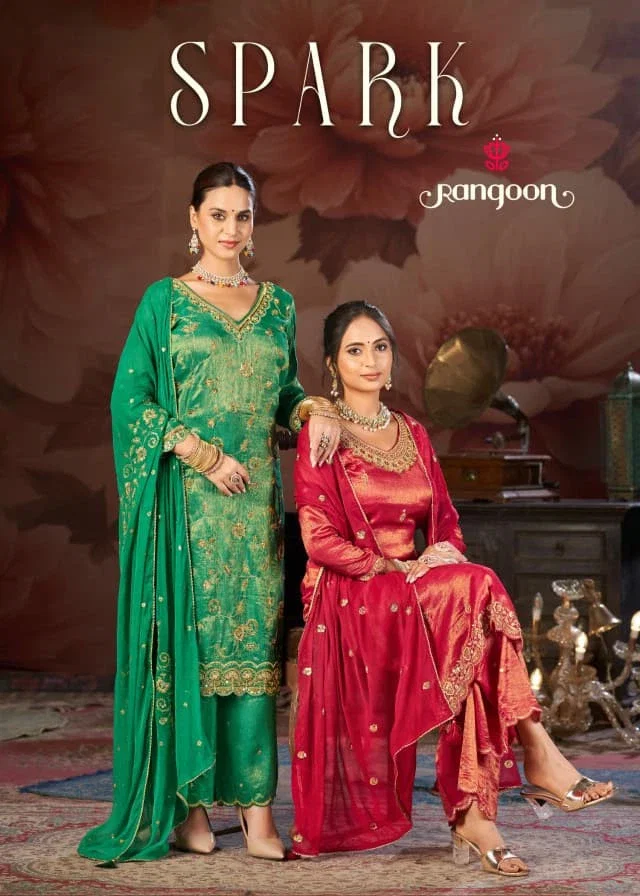 Rangoon Spark Viscose Simmer Fancy Work Designer Salwar Kameez Wholesale