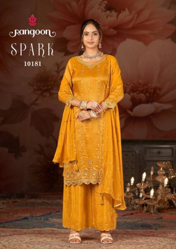 Buy Rangoon Spark Viscose Simmer Fancy Work Designer Salwar Kameez Wholesale 2026