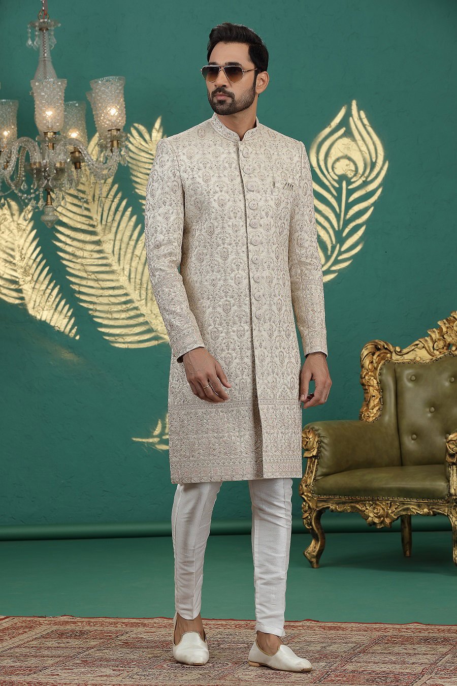 Sumi 4011 To 4014 Series Art Silk Embroidery Wedding Wear Sherwani Wholesale